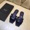 Saint Laurent Slide Sandal In Crocodile Textured With Intertwining Straps Dark Blue 2018