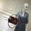 Fendi Kan I Leather & Silk With FF Texture Outlines Handbag Brown 2018