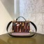 Fendi Kan I Leather & Silk With FF Texture Outlines Handbag Brown 2018