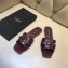 Saint Laurent Slide Sandal In Crocodile Textured With Intertwining Straps Burgundy 2018