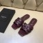 Saint Laurent Slide Sandal In Crocodile Textured With Intertwining Straps Burgundy 2018