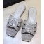 Saint Laurent Slide Sandal In Crocodile Textured With Intertwining Straps Grey 2018