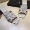 Saint Laurent Heel Slide Sandal In Crocodile Textured With Intertwining Straps Grey 2018