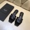 Saint Laurent Slide Sandal In Crocodile Textured With Intertwining Straps Black 2018
