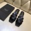 Saint Laurent Heel Slide Sandal In Crocodile Textured With Intertwining Straps Black 2018