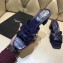 Saint Laurent Heel Slide Sandal In Crocodile Textured With Intertwining Straps Dark Blue 2018