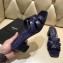 Saint Laurent Heel Slide Sandal In Crocodile Textured With Intertwining Straps Dark Blue 2018