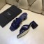 Saint Laurent Heel Slide Sandal In Crocodile Textured With Intertwining Straps Dark Blue 2018