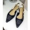 Dior J’Adior Slingback Flat Ballet Pump in Tartan Fabric Black/White 2018