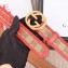 Gucci GG Supreme Belt with G Buckle 35mm Width Red Leather 