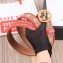 Gucci GG Supreme Belt with G Buckle 35mm Width Red Leather 