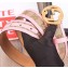 Gucci GG Supreme Belt with G Buckle 35mm Width Pink Leather 