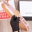 Gucci GG Supreme Belt with G Buckle 35mm Width Pink Leather 