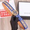 Gucci GG Supreme Belt with G Buckle 35mm Width Blue Leather 