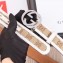 Gucci GG Supreme Belt with G Buckle 35mm Width White Leather 