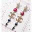Chanel Long Earrings with CC and Triangle Pendant AB0281 Gold/Red/Blue 2018