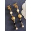 Chanel Vintage Long Earrings with Tiger Head Pendant Gold/Black/Pearly White 2018