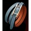 Hermes Quilting Leather Bracelet/Choker Blue/Gold