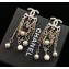 Chanel CC Earrings with Chain and Beads Pendant Silver/Gold/Pearly White 2018