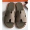Hermes Izmir Men's Slipper Sandals in Togo Calfskin Grey