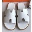 Hermes Izmir Men's Slipper Sandals in Togo Calfskin White/Yellow