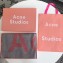 Acne Studios Logo Cashmere Scarf 50x220CM Pink/Grey