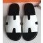 Hermes Izmir Men's Slipper Sandals in Calfskin White/Black