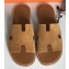 Hermes Izmir Men's Slipper Sandals in Suede Yellow