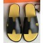 Hermes Izmir Men's Slipper Sandals in Calfskin Black/Yellow