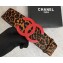 Chanel Width 5.3cm Leather Belt Leopard with Red CC Logo