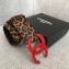 Chanel Width 5.3cm Leather Belt Leopard with Red CC Logo