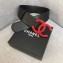 Chanel Width 5.3cm Leather Belt Black with Red CC Logo