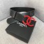 Chanel Width 5.3cm Leather Belt Black Gabrielle with Red CC Logo