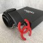 Chanel Width 5.3cm Leather Belt Black Gabrielle with Red CC Logo