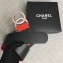 Chanel Width 5.3cm Patent Leather Belt Red with CC Logo