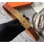 Hermes Square Buckle Leather Belt Brown/Gold