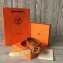 Hermes Square Buckle Leather Belt Orange/Gold