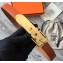 Hermes Square Buckle Leather Belt Orange/Gold