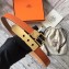Hermes Square Buckle Leather Belt Orange/Gold