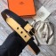 Hermes Square Buckle Leather Belt Black/Gold