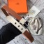 Hermes Square Buckle Leather Belt Brown/Silver