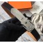 Hermes Square Buckle Leather Belt Black/Silver