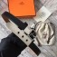 Hermes Square Buckle Leather Belt Black/Silver