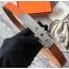 Hermes Square Buckle Leather Belt Orange/Silver