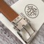Hermes Square Buckle Leather Belt Orange/Silver