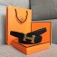 Hermes Width 3.2cm Reversible Leather Constance H Buckle Belt Black/Gold