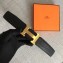 Hermes Width 3.2cm Reversible Leather Constance H Buckle Belt Black/Gold