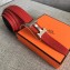 Hermes Width 3.2cm Reversible Leather Constance H Buckle Belt Red/Silver