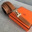 Hermes Width 3.2cm Reversible Leather Constance H Buckle Belt Brown/Silver