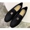 Chanel Fabric and Grosgrain Pearl CC Logo Loafers G32948 Black 2019